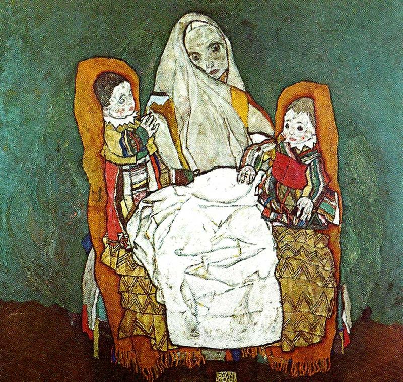 Egon Schiele kvinna med tva barn oil painting image